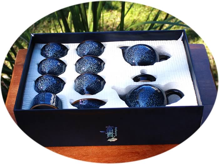 Chinese Gongfu tea set Jun Kiln - blue B