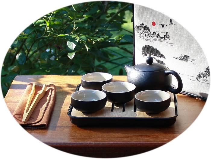 Crude pottery Gongfu black tea set B