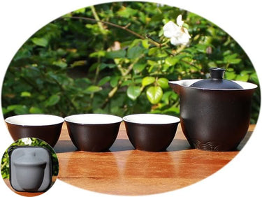 Travel Gongfu Tea Set – Crude Pottery Easy Gaiwan, Black