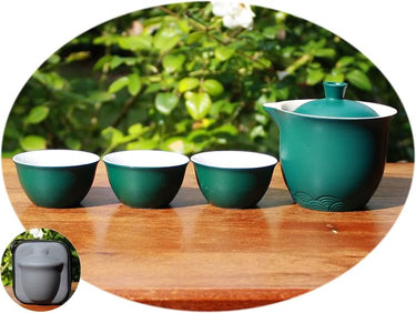 Travel Gongfu Tea Set – Crude Pottery Easy Gaiwan, Green