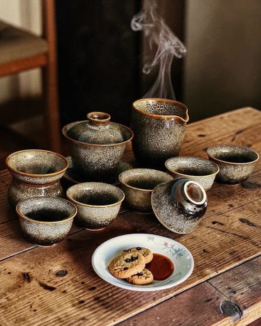 Chinese Gongfu Gaiwan Tea Set – Jun Kiln Charcoal