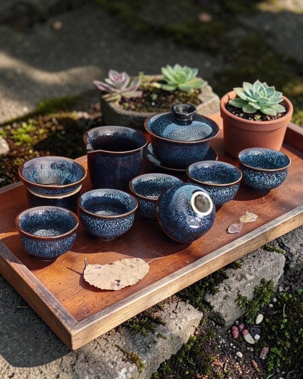 Chinese Gongfu Gaiwan tea set Jun Kiln - blue A