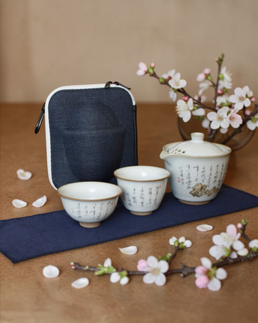 Travel Gongfu tea set for 2 Ru Kiln  A