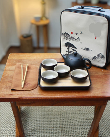 Crude pottery Gongfu black tea set B