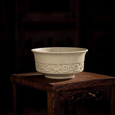 Rustic Stoneware Gaiwan – Cloud Pattern, 160ml