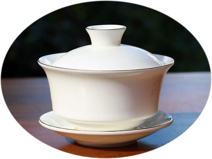 Gaiwan gold lined butter jade medium