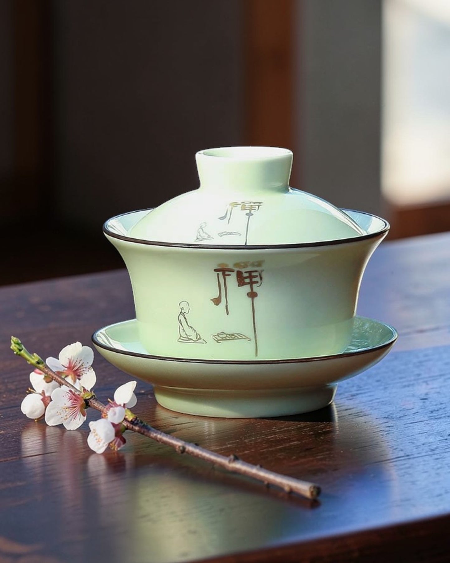 Gaiwan Qing Ci jade