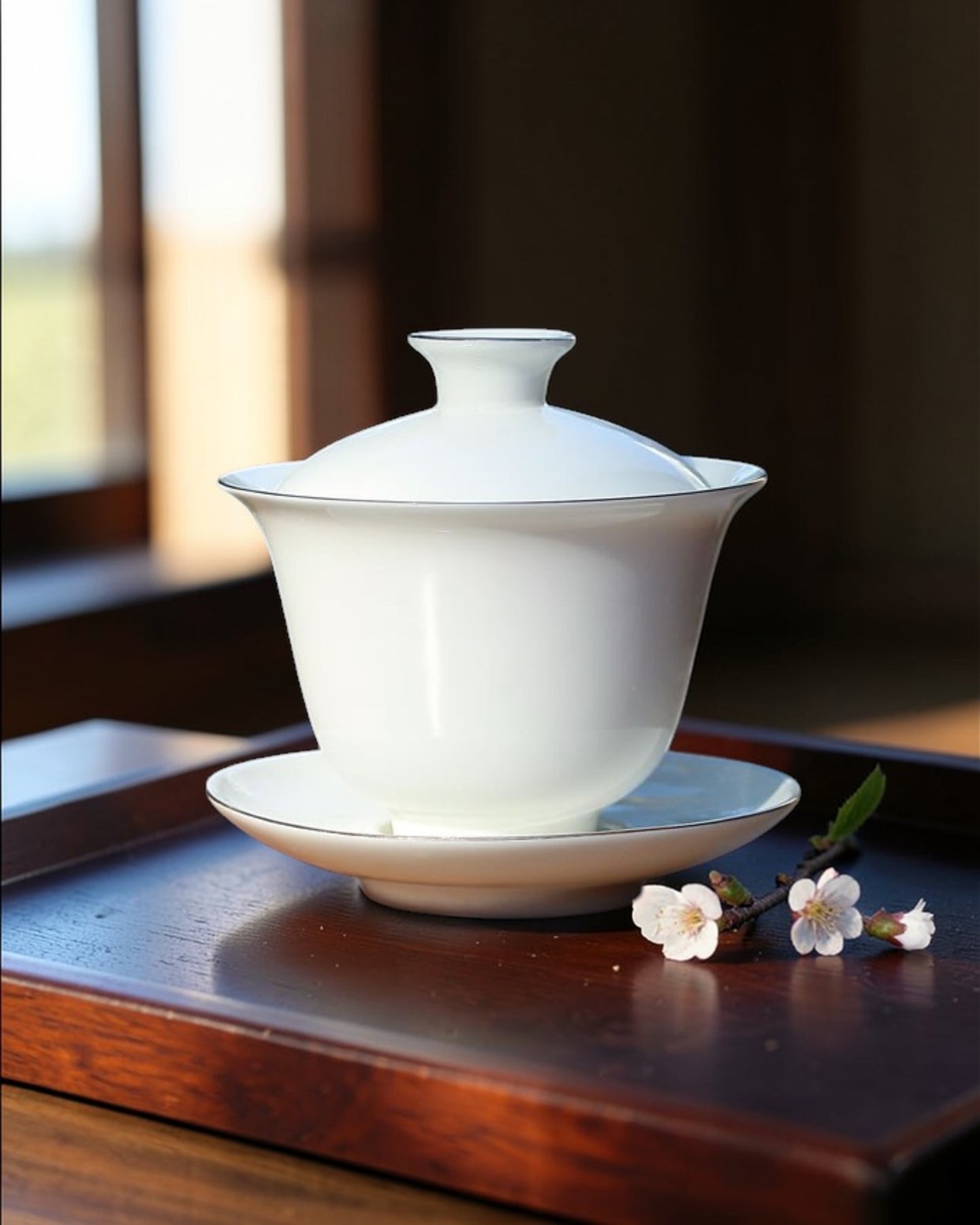 Gaiwan gold lined white large