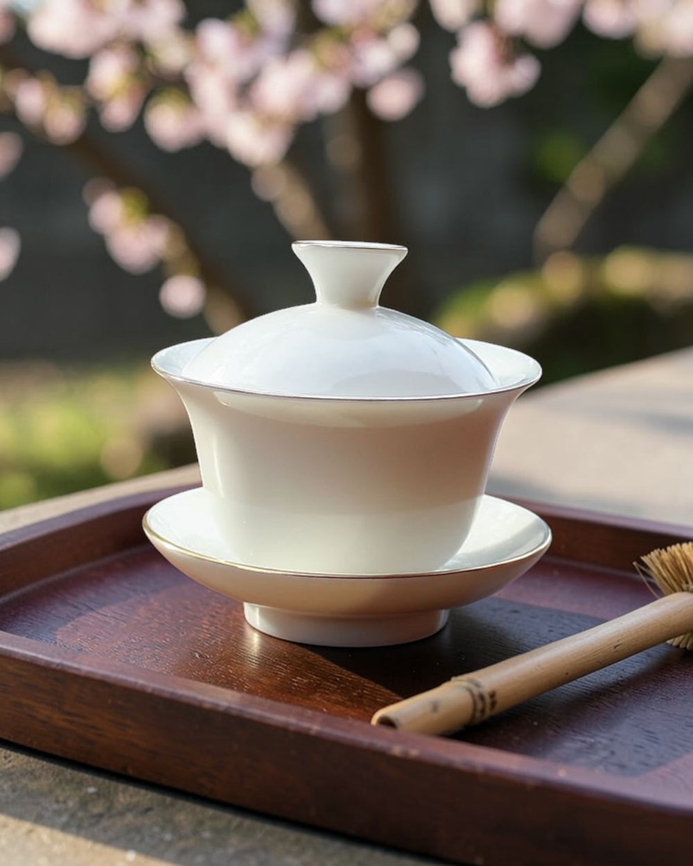 Gaiwan gold lined butter jade medium