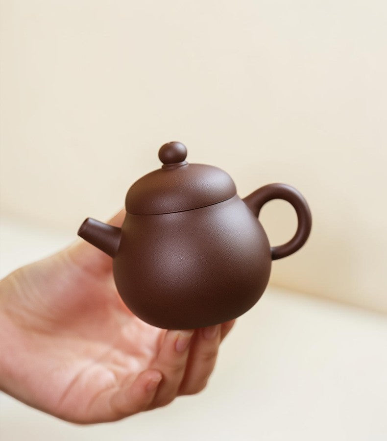 Yixing Zisha Teapot Pearl Top (Raw Purple Clay)-110ml Mini