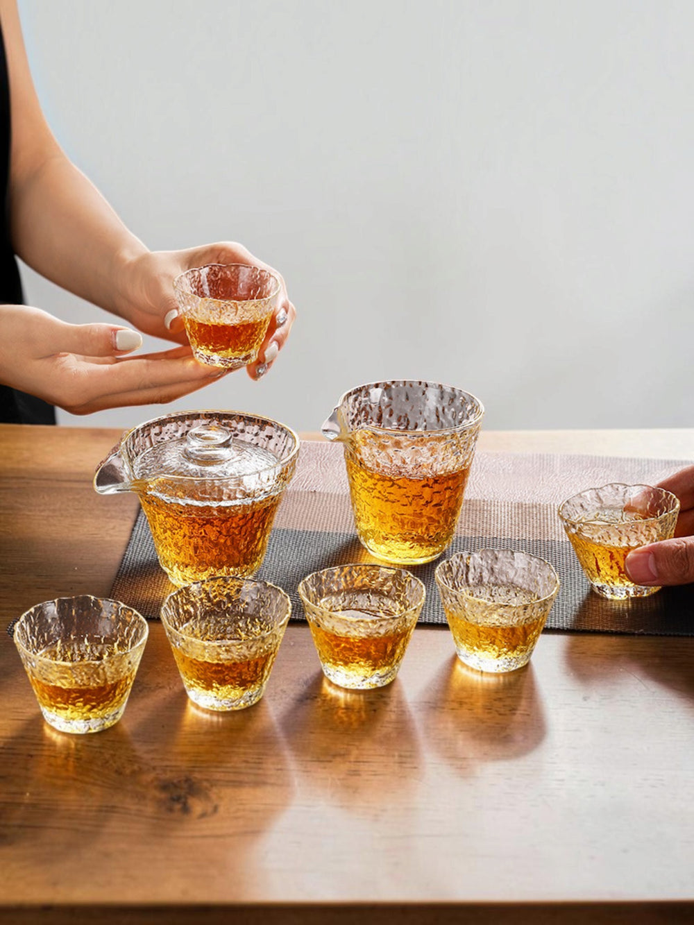 Hammered Glass Chinese Gongfu Gaiwan Tea Set