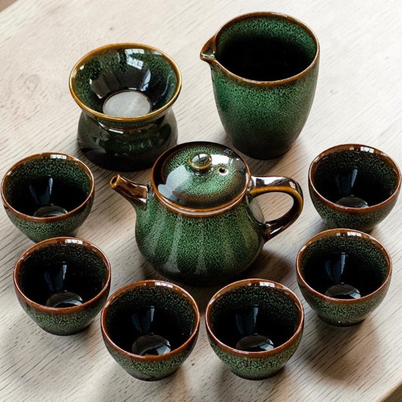 Chinese Gong Fu Gaiwan/Teapot tea set Jun Kiln-green
