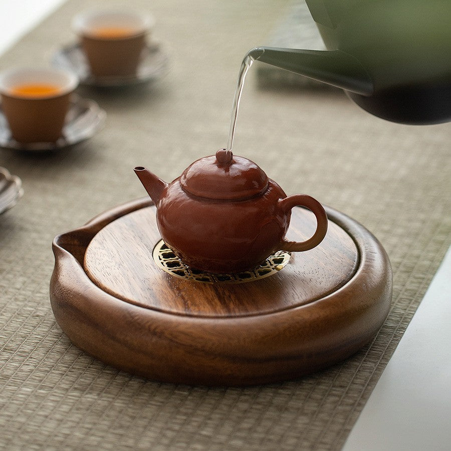 Zisha Teapot Tray- Walnut Round