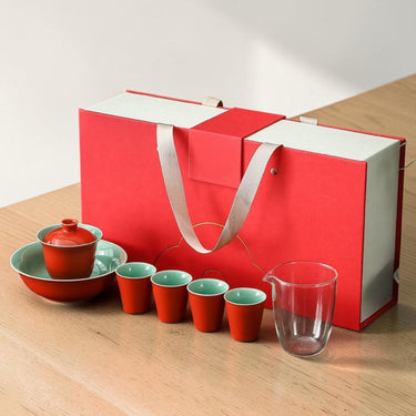 Chinese Gongfu Gaiwan Tea Set – Red