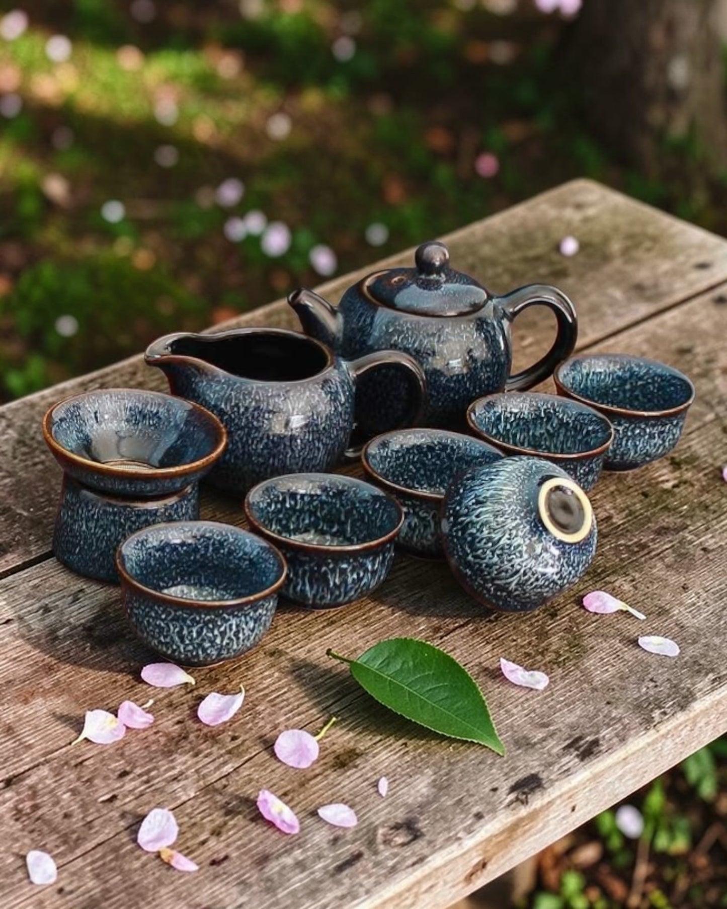 Chinese Gongfu tea set Jun Kiln - blue B