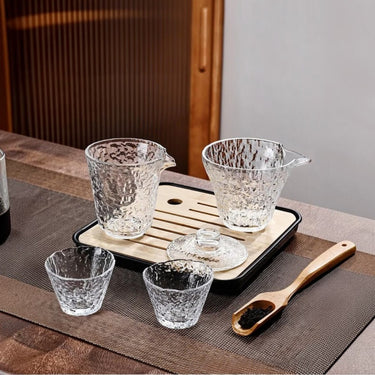 Hammered Glass Chinese Gongfu Gaiwan Tea Set