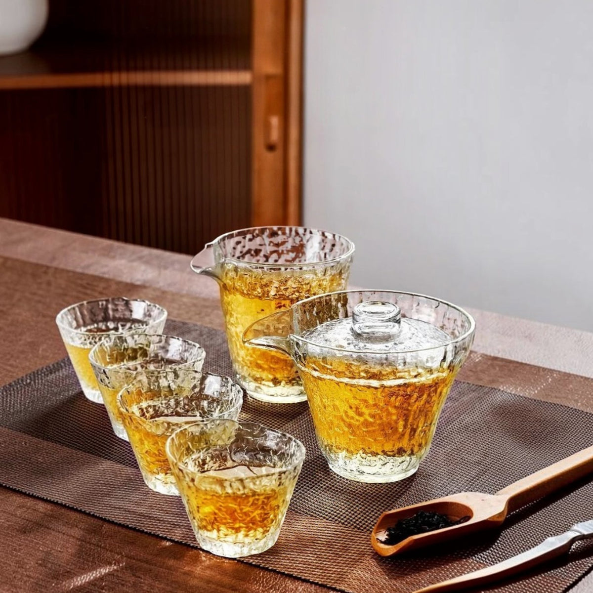 Hammered Glass Chinese Gongfu Gaiwan Tea Set