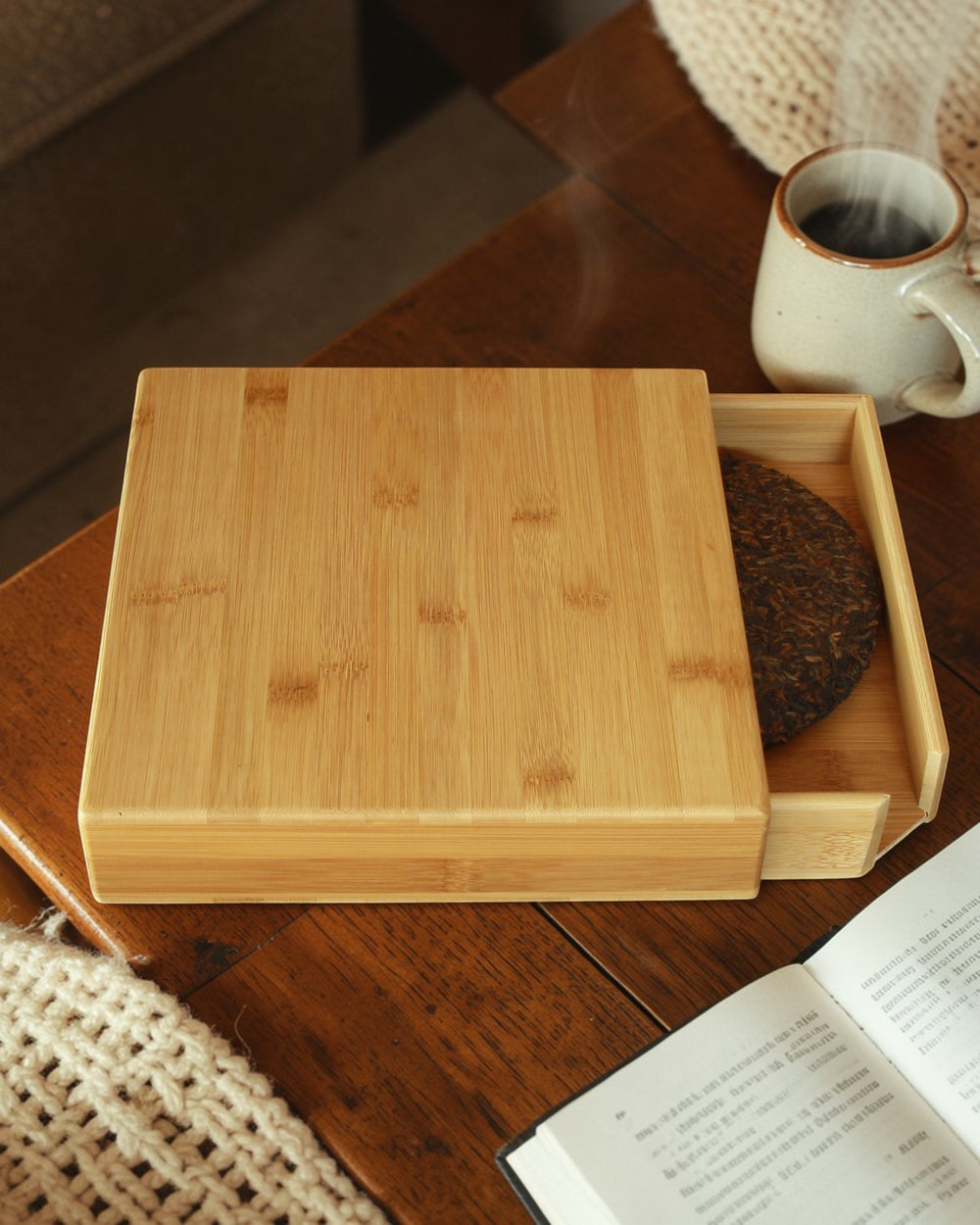 Pu-erh tea tray and drawer bamboo