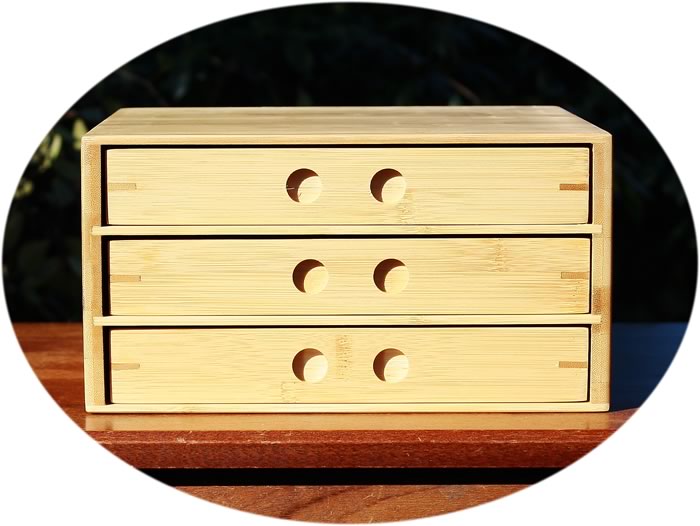 Pu-erh bamboo storage unit with drawers