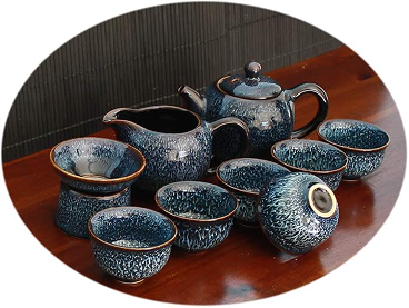 Chinese Gongfu tea set Jun Kiln - blue B