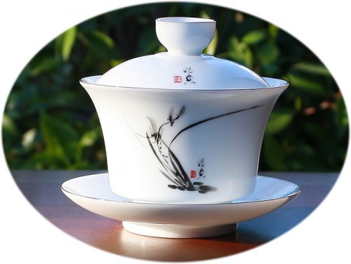 Chinese Gaiwan,QMFIVE,Traditional Teaware Red Glaze Porcelain kungfu tea bowl set with lid and saucer,SANCAI Cup,150cc\6oz Facial 